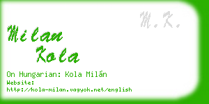 milan kola business card